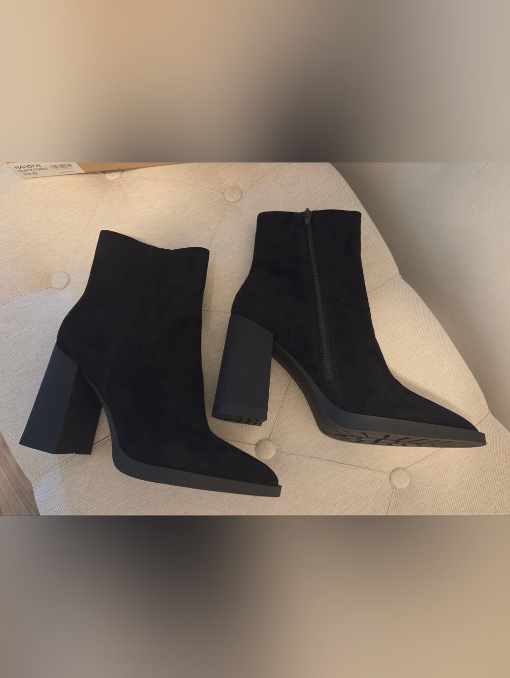 Steve MaddenHarden Black Suede Heel Ankle Boots